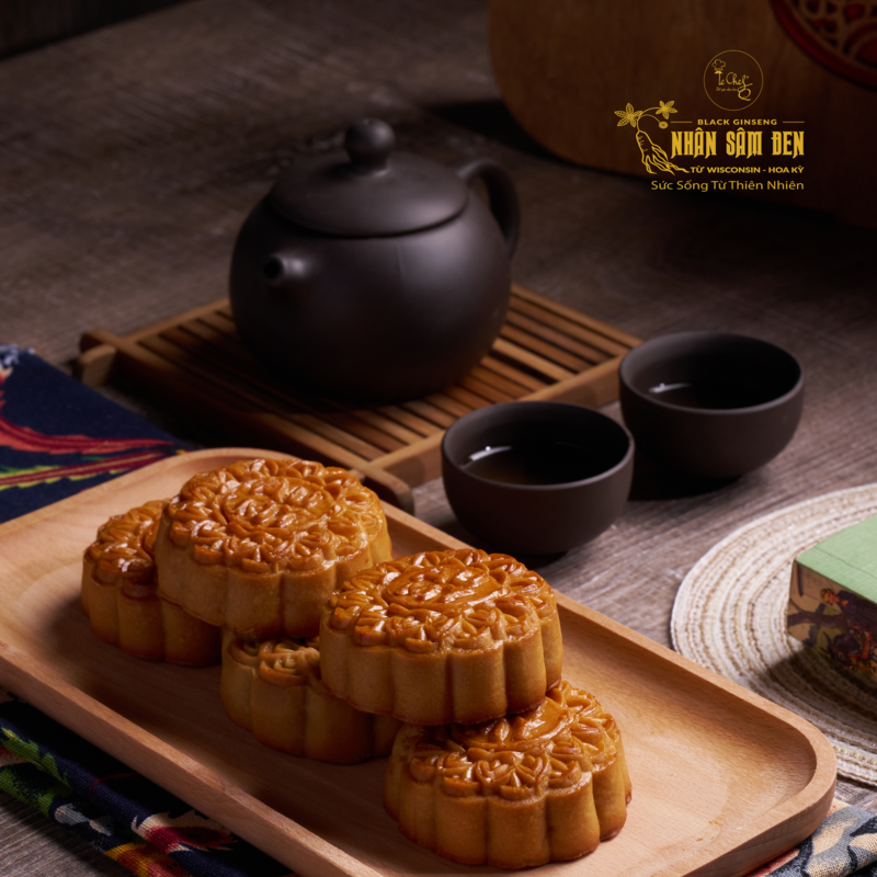 Bánh Trung Thu Nhân Sâm Đen hộp trắng - Set 10 cái