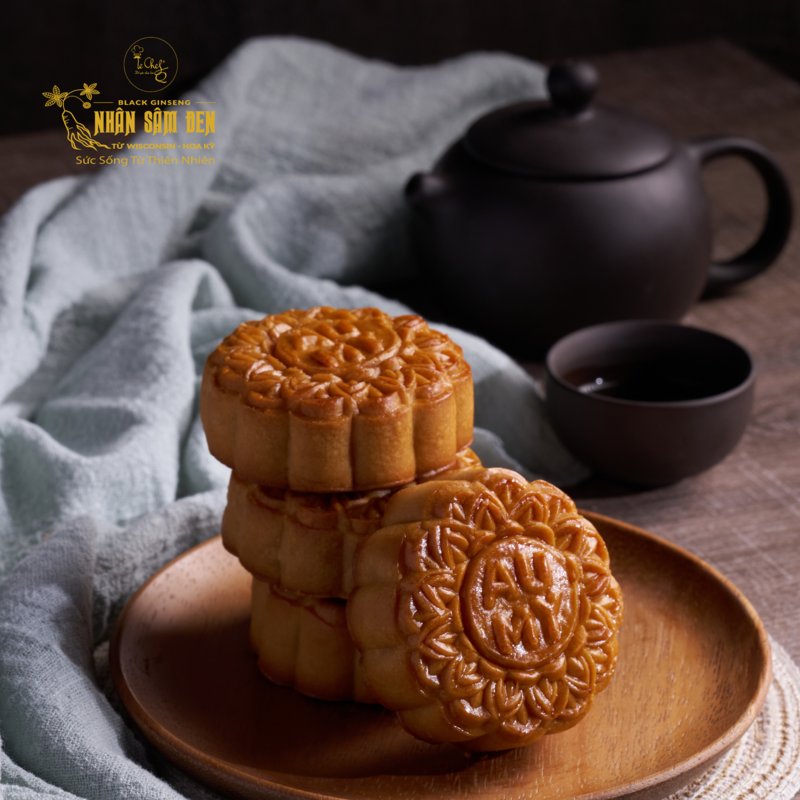Bánh Trung Thu Nhân Sâm Đen hộp trắng - Set 5 cái